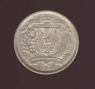DOMINICAN REPUBLIC GREAT 1/2 PESO 1944 HIGH GRADE COIN  