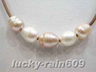 18 choker white pink Baroque pearls necklace  