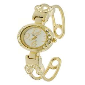  Geneva Platinum Ladies CZ Accented Cuff Watch: Jewelry