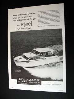 Roamer 35 Regal steel yacht boat 1961 print Ad  