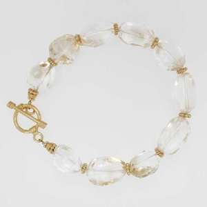   Citrine Gemstone Bead Toggle Bracelet with Gold Vermeil Accents, #7531
