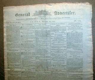 1797 Philadelphia PA newspaper w Ad referencing GEORGE WASHINGTON as 