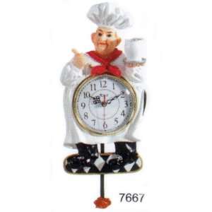  Fat Chef Pendulum Wall Clock DK 7667: Home & Kitchen