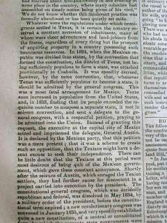 1837 newspapers Long detailed Essay onEarly TEXAS upTo TX WAR of 