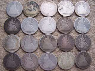 20 Seated Liberty Half Dollars #1  