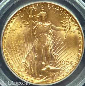 1924 $20 Gold Saint Gaudens Double Eagle PCGS MS63  