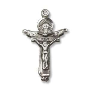 Trinity Crucifix Cross Sterling Silver Medal with 18 Sterling Chain