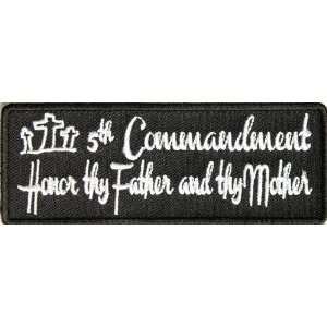  5th Commandment Patch, 4x1.5 in, embroidered iron on patch 