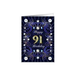  91st Birthday card, Diamonds and Jewels effect Card Toys 