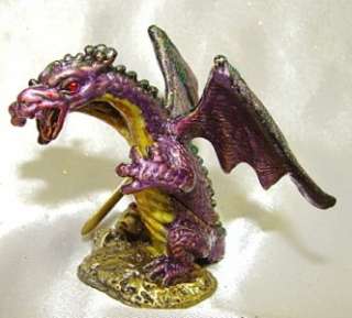 NEW Metal Double Headed Purple Dragon Trinket Box Fantasy  