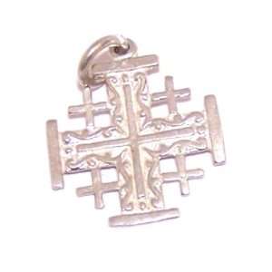  Small and Detailed Silver Jerusalem Cross  (2 cm   or 0 