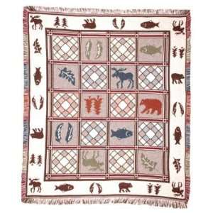    Wildlife Throw Blanket with Moose, Bear & Fish