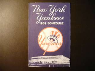 New York Yankees 1981 pocket schedule  