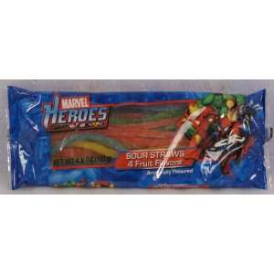 Marvel Heroes Sour Straws Candy   4 Fruit Flavors:  Grocery 