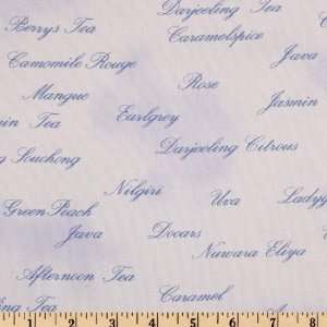   Tea Script Violet Blue Fabric By The Yard Arts, Crafts & Sewing