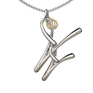   14K Gold Script Initial W Pendant with chain: Franco Vincente: Jewelry