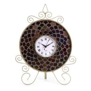   Analog Mosaic Table Desk Clock with Roman Numeral Face: Home & Kitchen