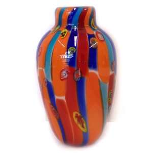   Murano Art Glass Vase Stripe Art with millefiori A28: Home & Kitchen