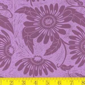  45 Wide Woodwinds Floral Purple Fabric By The Yard: Arts 