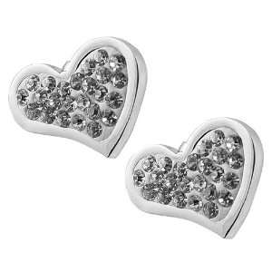  AAB Style SER 67 Stainless Steel Hearts Stud CZ Earrings AAB 