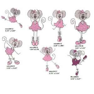  Ballerina Mice Collection Embroidery Designs on Multi Format 