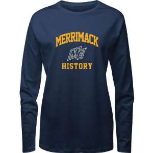  Merrimack Warriors Navy Womens History Arch Long Sleeve T 