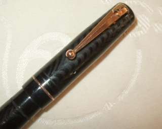 Vintage SWAN MABIE TODD Fountain PEN.SM200/60.Chased BLACK.14K GOLD 