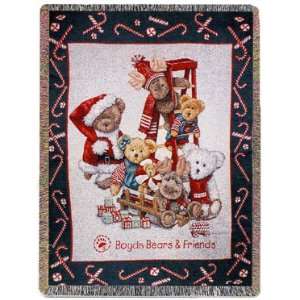  Boyds Bears Candy Cane Christmas Throw Blanket Rug Afghan 