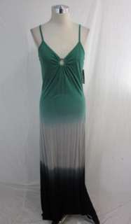 New INC Green Multi Dip Dye Knit Maxi Dress Large $89  