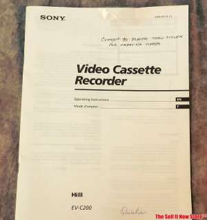 SONY EV C200 Hi8 8MM CASSETTE VIDEO RECORDER VCR REMOTE ELECTRONICS 