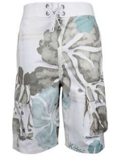 Mens Floral/ Flower Print Surf/ Board Shorts Blue Beige  