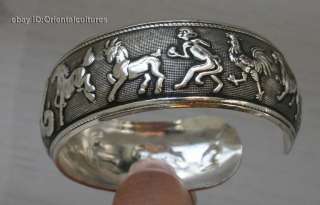 Vintage Exotic Chinese Handmade Miao Silver Bracelet  