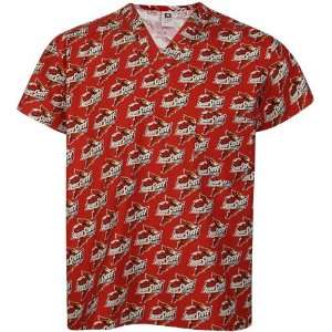  Iowa State Cyclones Red All Over Print Scrub Top: Sports 