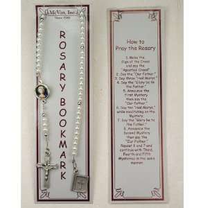 How to Pray the Rosary, Pearl Rosary Bookmark with Our Lady of Grace 
