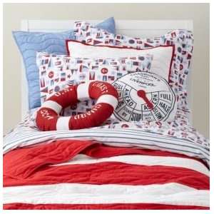   Bedding: Boys Red & White Nautical Striped Quilt Bedding: Home