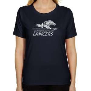 Longwood Lancers Ladies Distressed Primary Classic Fit T Shirt   Navy 