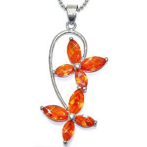   Silver Simulated Fire Opal Pendant with 18 Necklace P4041: Jewelry