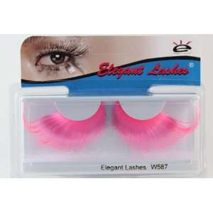   Lashes W587 Premium Jumbo Color False Eyelashes (Neon Pink) Beauty