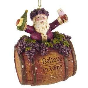  Santa Claus on Wine Barrel With Grapes Christmas Ornament 
