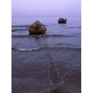 Fishermen Moor Their Boats, Bohai Sea, Twilight, Qinhuangdao, China 