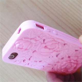 3D Sculpture Light Pink Rose Flower Silicone Soft Back Case For iPhone 