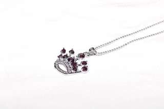 CROWN @ Amethyst SWAROVSKI crystal pendant silver necklace chain new 