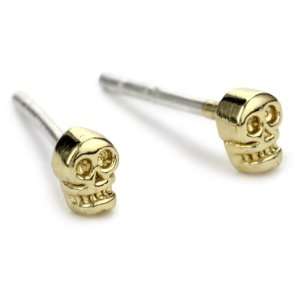 Bing Bang Memento Mori Tiny Yellow Gold Skull Stud Earrings