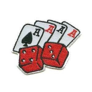  Poker Hand 4 Aces & Dice Embroidered Iron On Patch FD 