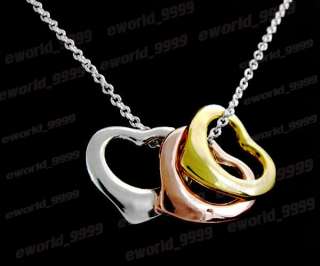 Fashion Lovely 3 Hearts Pendant Necklace silver N524E  