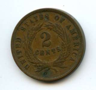 1864 CIVIL WAR DATE 2c TWO CENT PIECE US COIN ~VF~  
