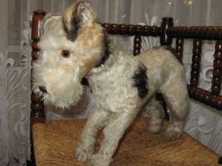 Antique Hermann Germany Large 15 Inch Fox Terrier Mohair Dog  