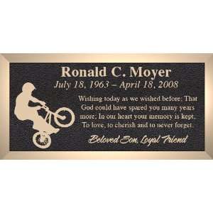   Bike   Cast Bronze Memorial Grave Marker   4 Sizes: Home & Kitchen