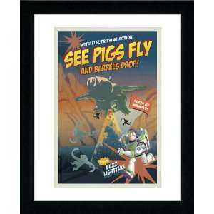 Toy Story 3 See Pigs Fly, 11 X 14 Poster Print, Framed and Matted 