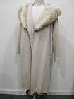 vtg 50s Taupe Wool Ladies Coat Fox Fur Collar